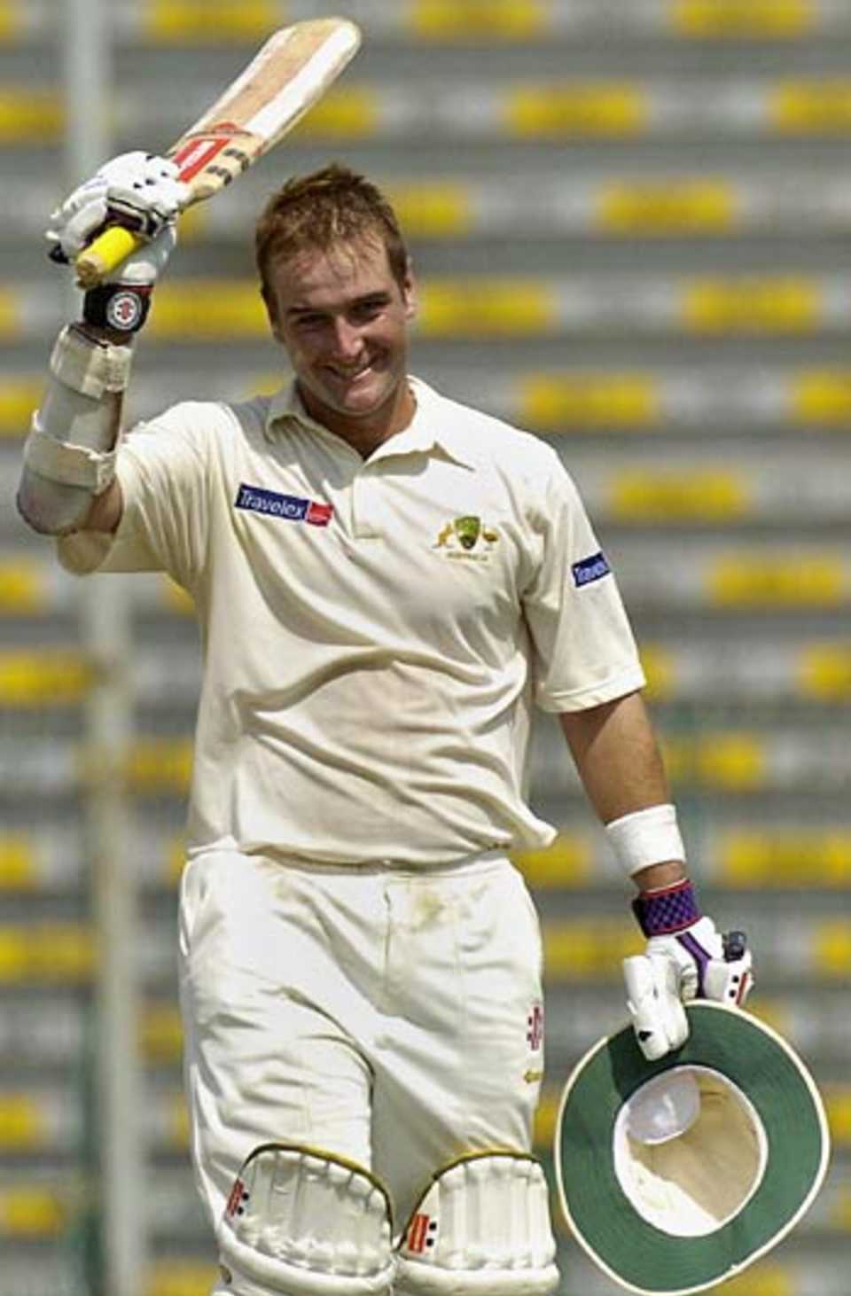 Phil Jaques reaches his hundred, Pakistan A v Australia A, Lahore, September 27, 2005