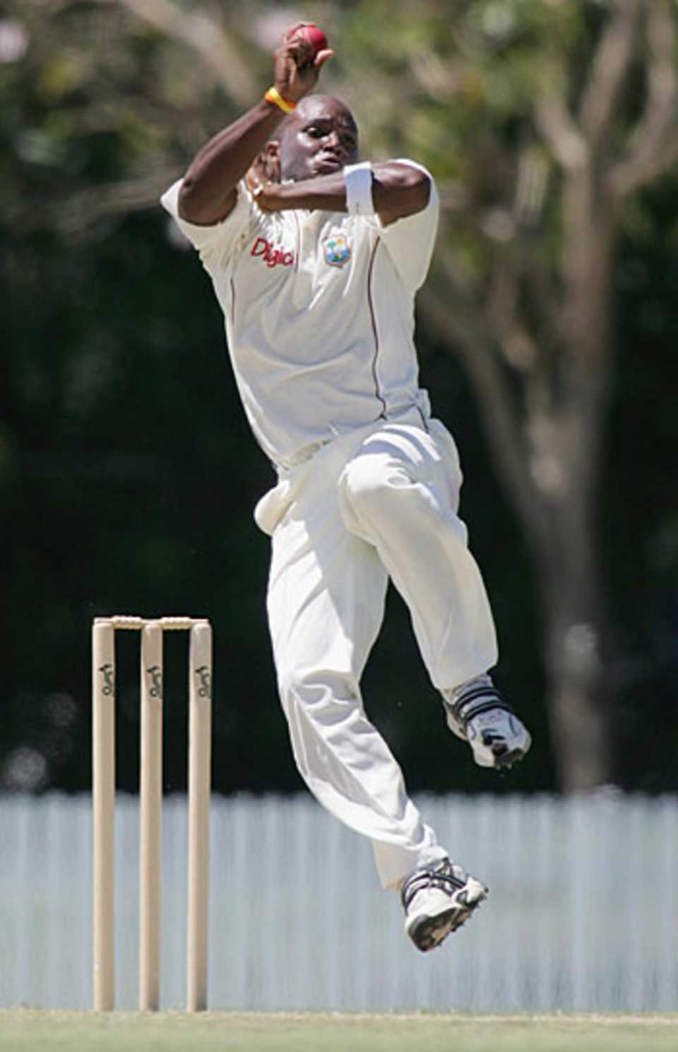 Tino Best winds up, Queensland v West Indians, Tour match, Allan Border Field, Brisbane, 3rd day, October 30, 2005