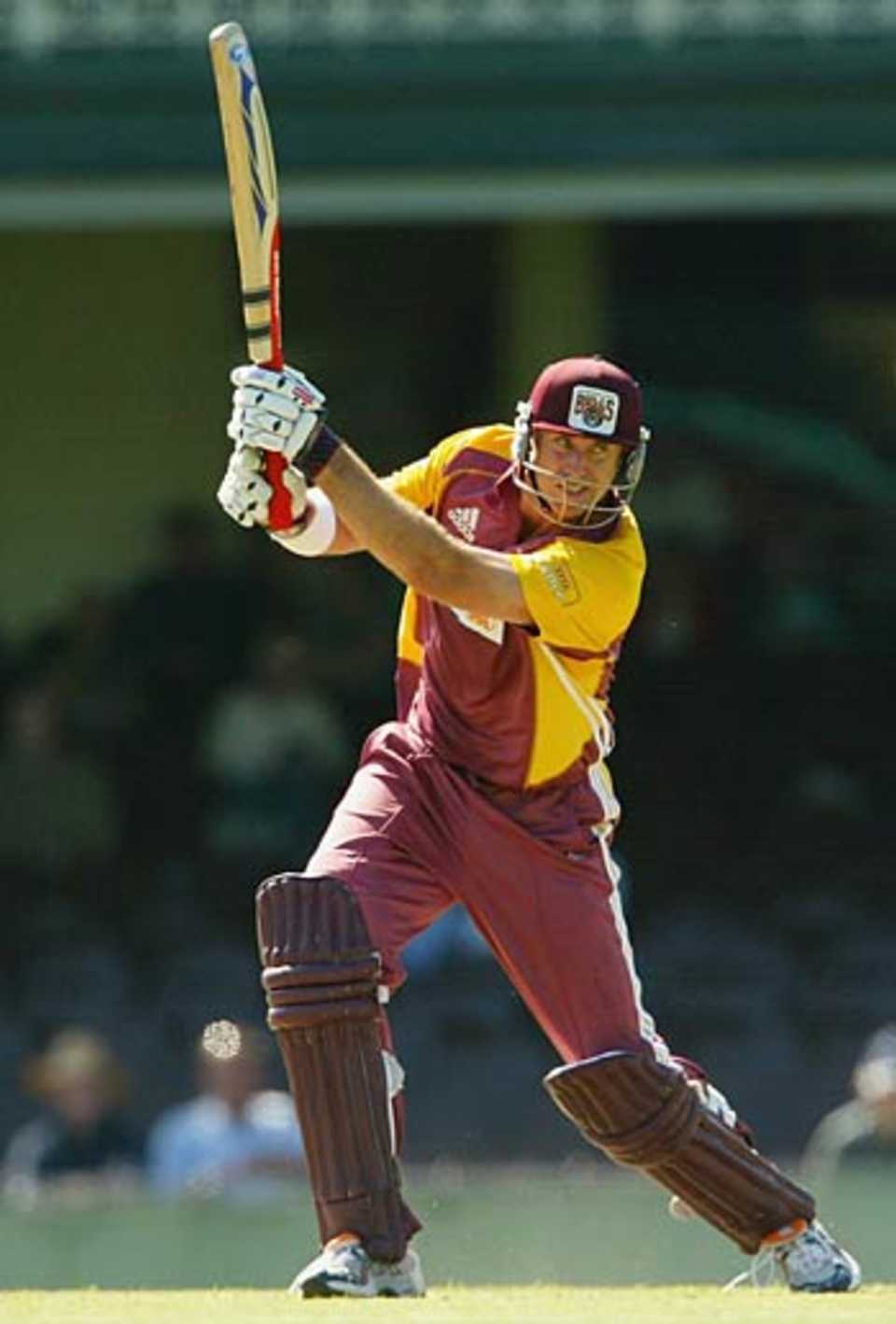 Matthew Hayden square drives on his way to a blistering 83 off 63 balls, New South Wales v Queensland, Sydney, November 13, 2005
