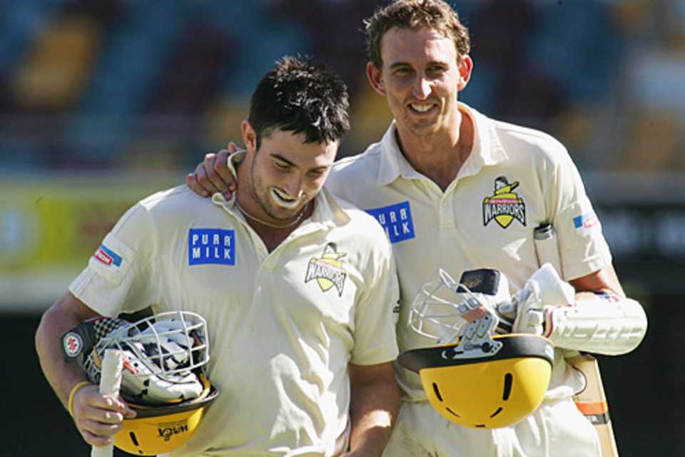 All smiles for Shaun Marsh and Brett Dorey as they celebrate their victory, Western Australia v Queensland, Brisbane, December 20, 2005