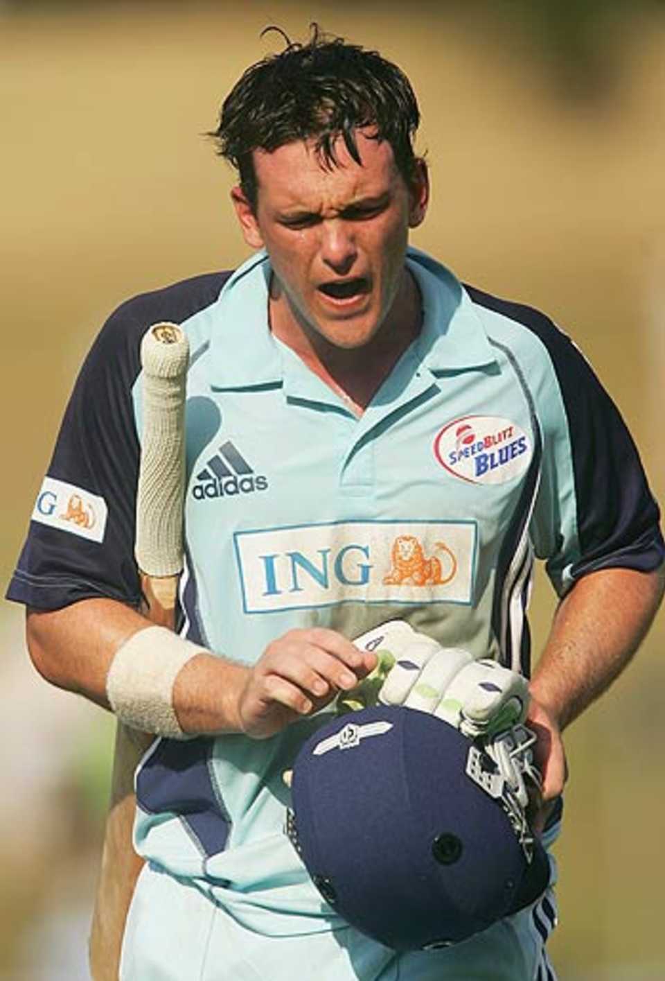 Aaron O'Brien vents his frustration after being run out for 47, New South Wales v Western Australia, ING Cup, Sydney, February 19, 2006