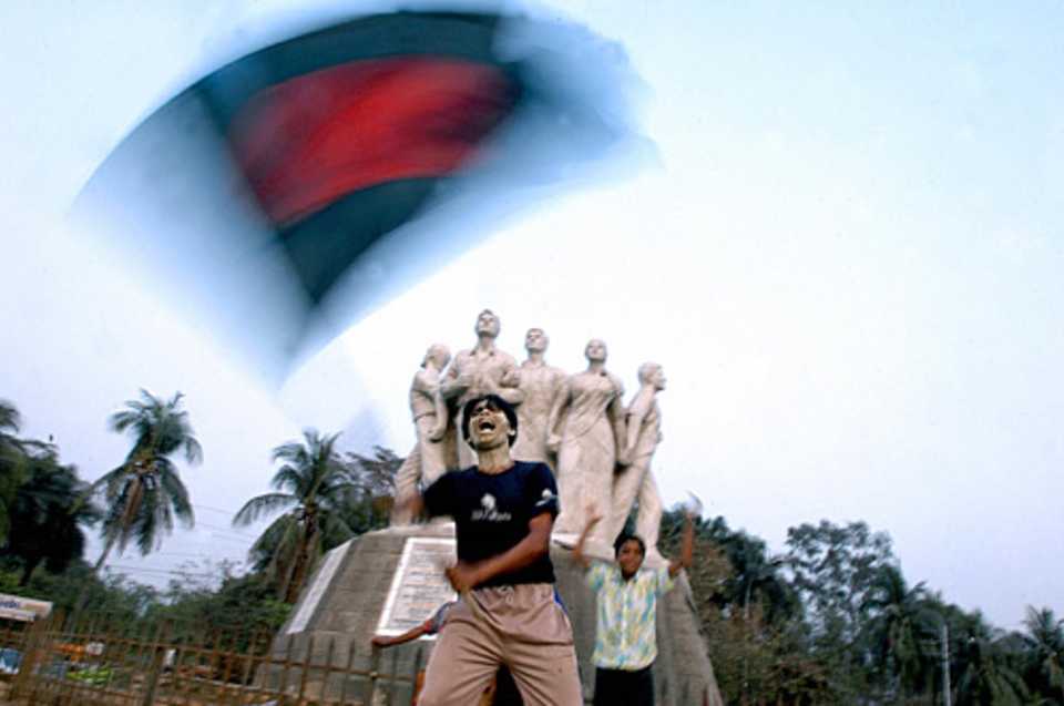 A Bangladesh fan waves his country's flag after beating Sri Lanka, Bangladesh v Sri Lanka, 2nd ODI, Bogra, February 22, 2006