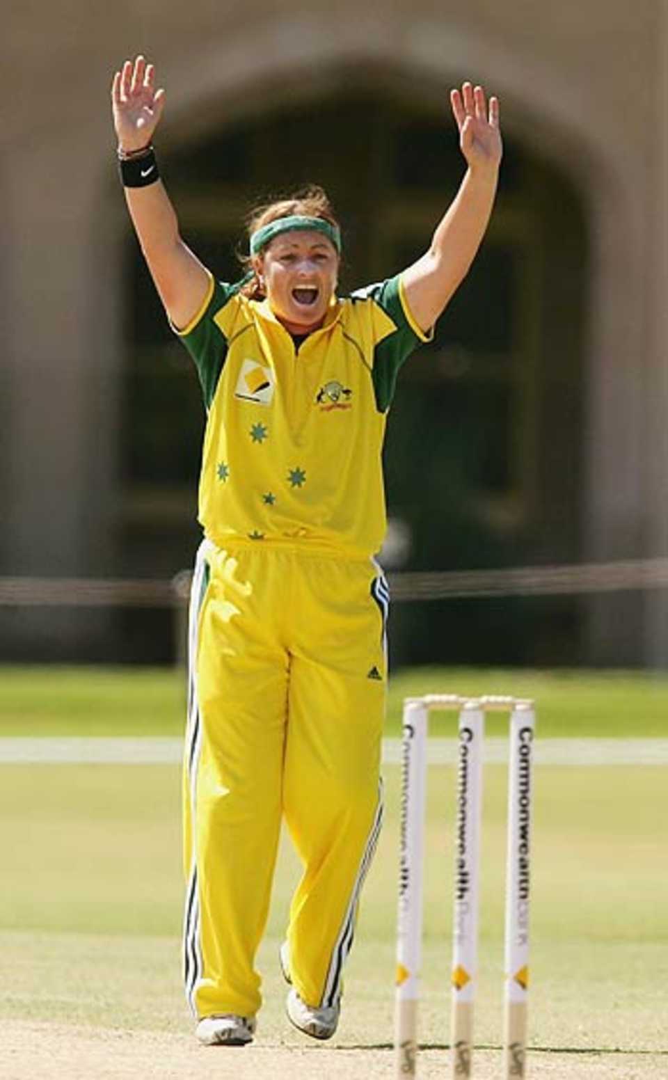 Karen Rolton appeals for the wicket of Karuna Jain at Adelaide