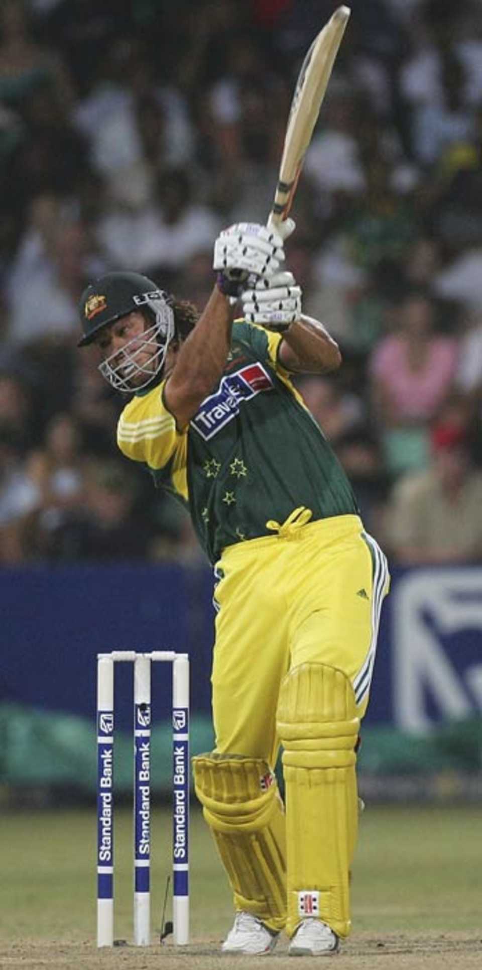 Andrew Symonds drives during his 76, South Africa v Australia, 4th ODI, Durban, 10 March, 2006