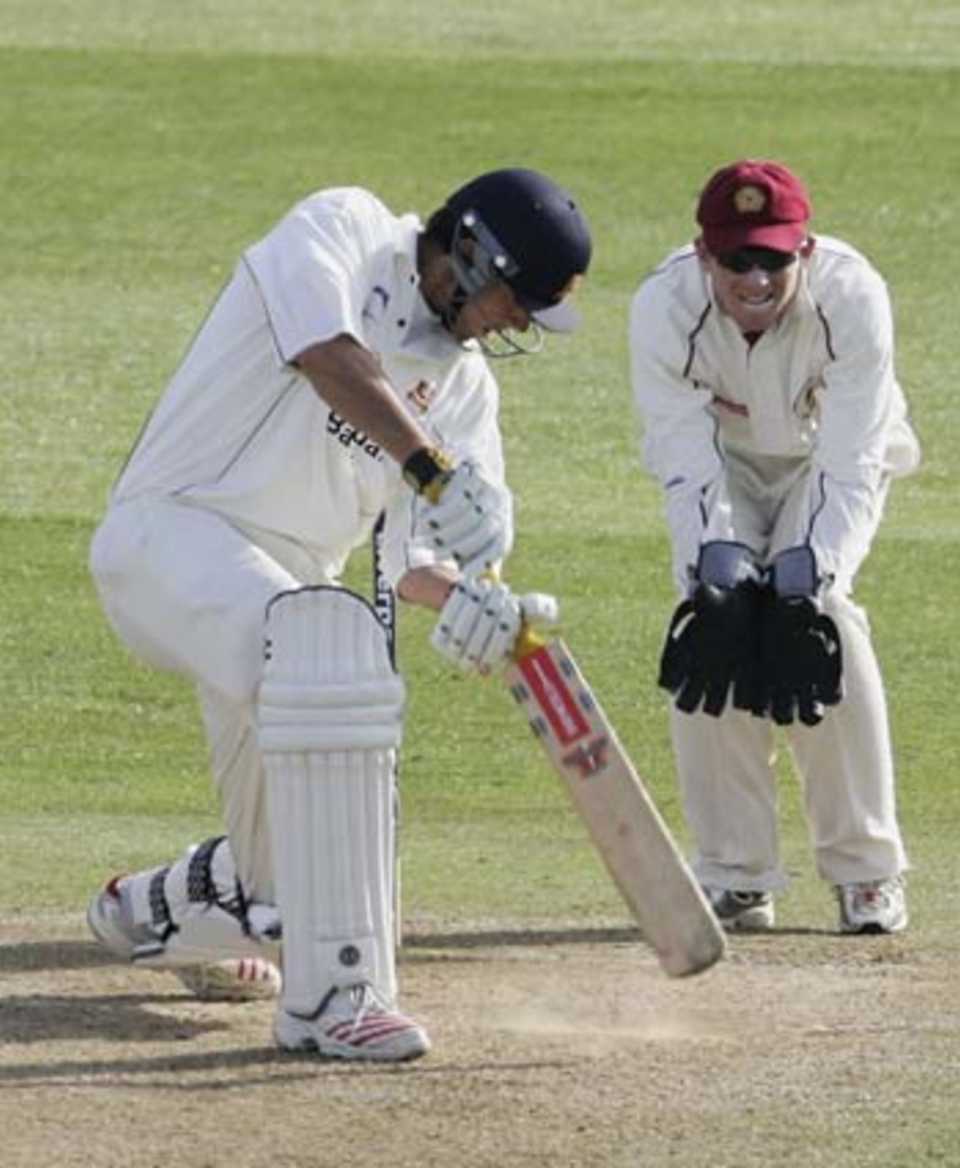 Head over the ball, Alastair Cook drives during his unbeaten hundred, Essex v Northamptonshire, Chelmsford, April 22, 2006