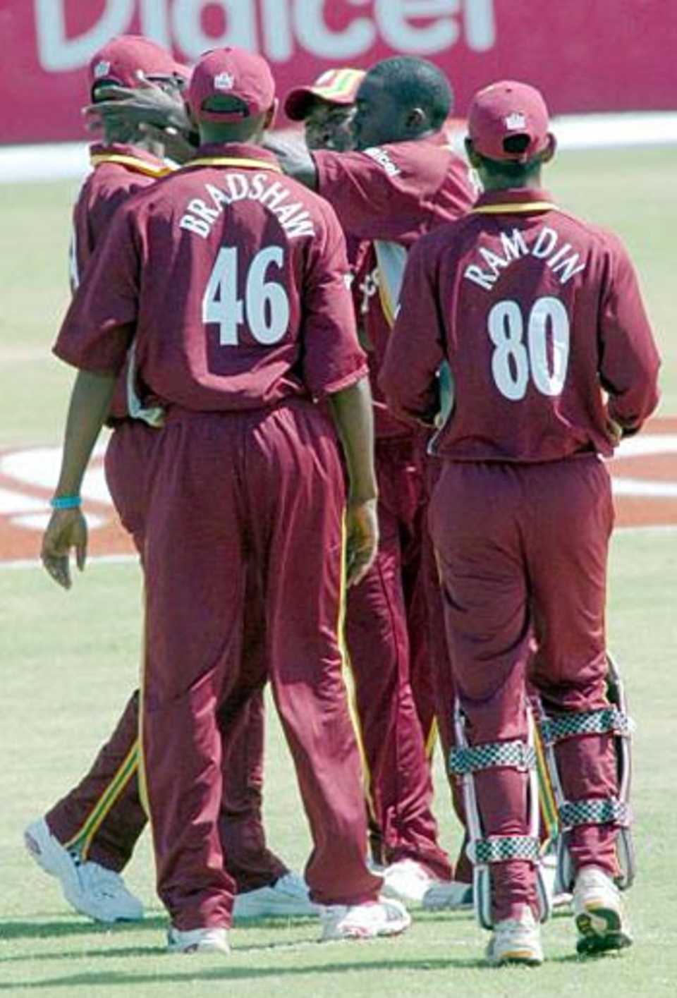 Jerome Taylor receives the plaudits, West Indies v Zimbabwe, 2nd ODI, Antigua, April 30, 2006