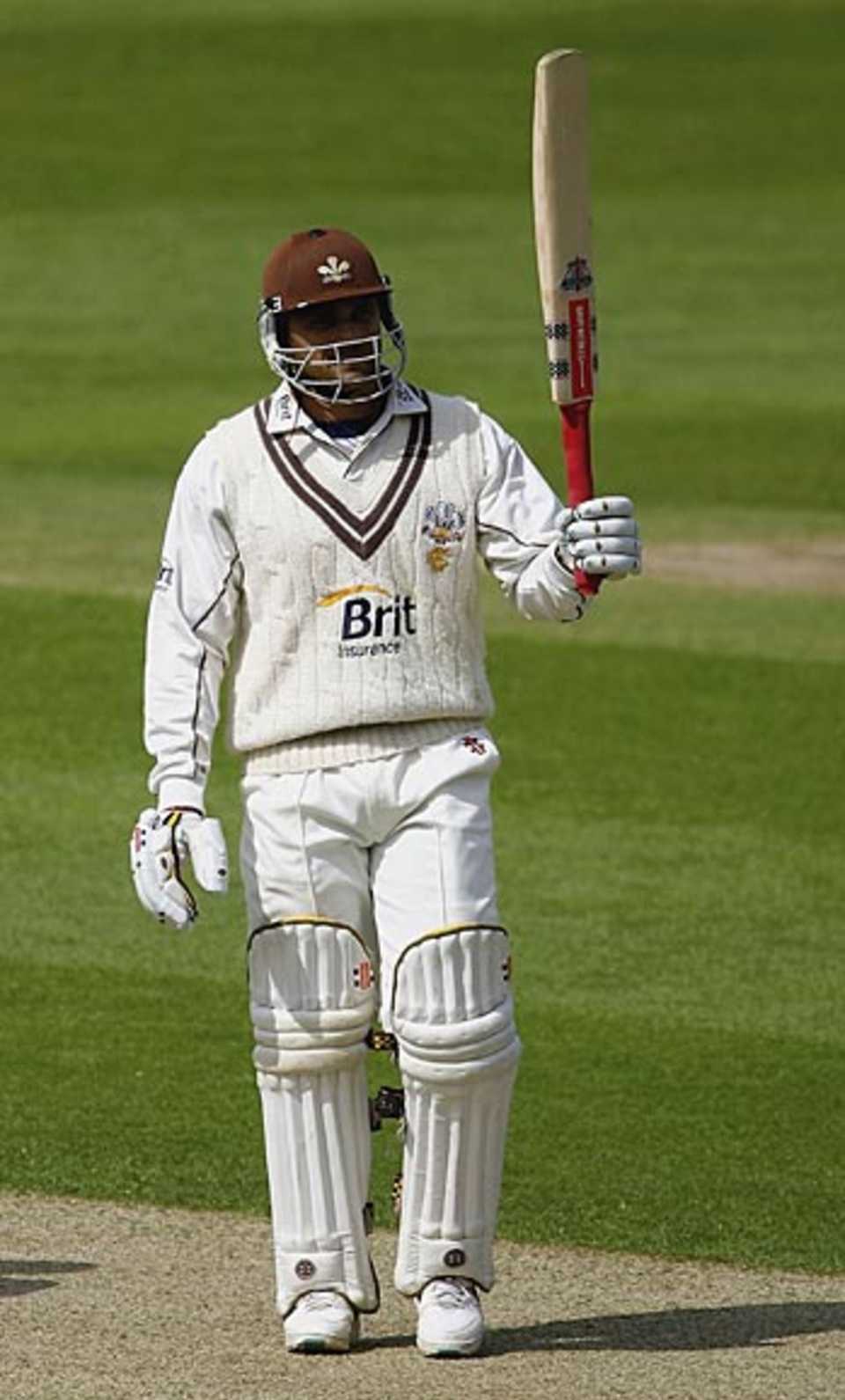 Mark Ramprakash raises his bat on reaching yet another hundred, Surrey v Worcestershire, The Oval, May 18, 2006