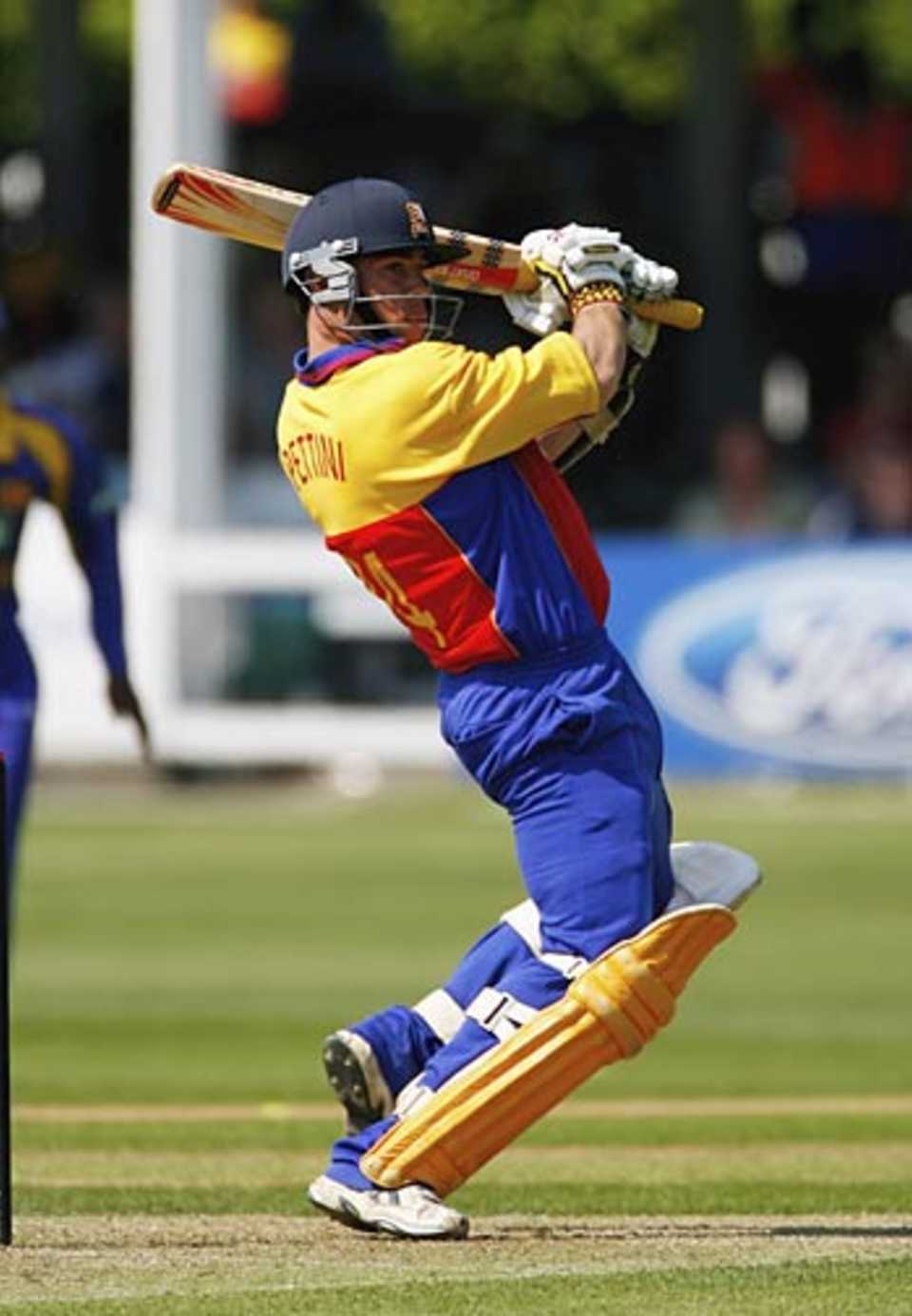 Mark Pettini slams a shot off the back foot as he makes a half-century, Essex v Sri Lankans, Chelmsford, June 9, 2006