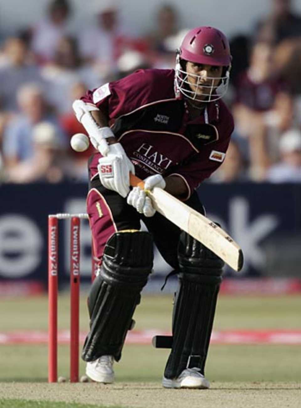 Sourav Ganguly nudges one to leg during his 73, Northamptonshire v Worcestershire, Twenty20 Cup, Northampton, July 3, 2006