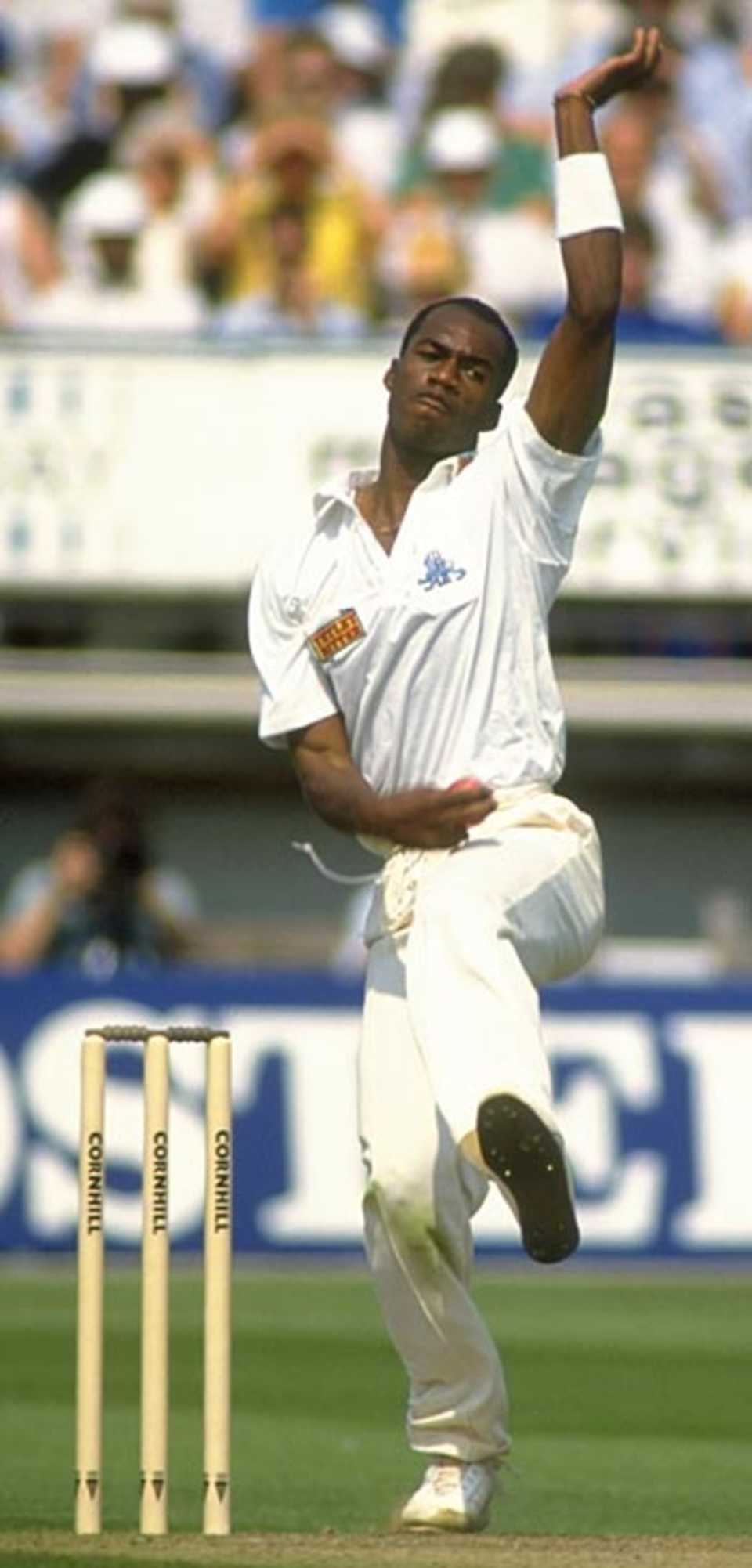 Chris Lewis roars into bowl, England v Pakistan, 1st Test, Edgbaston, June 8, 1992