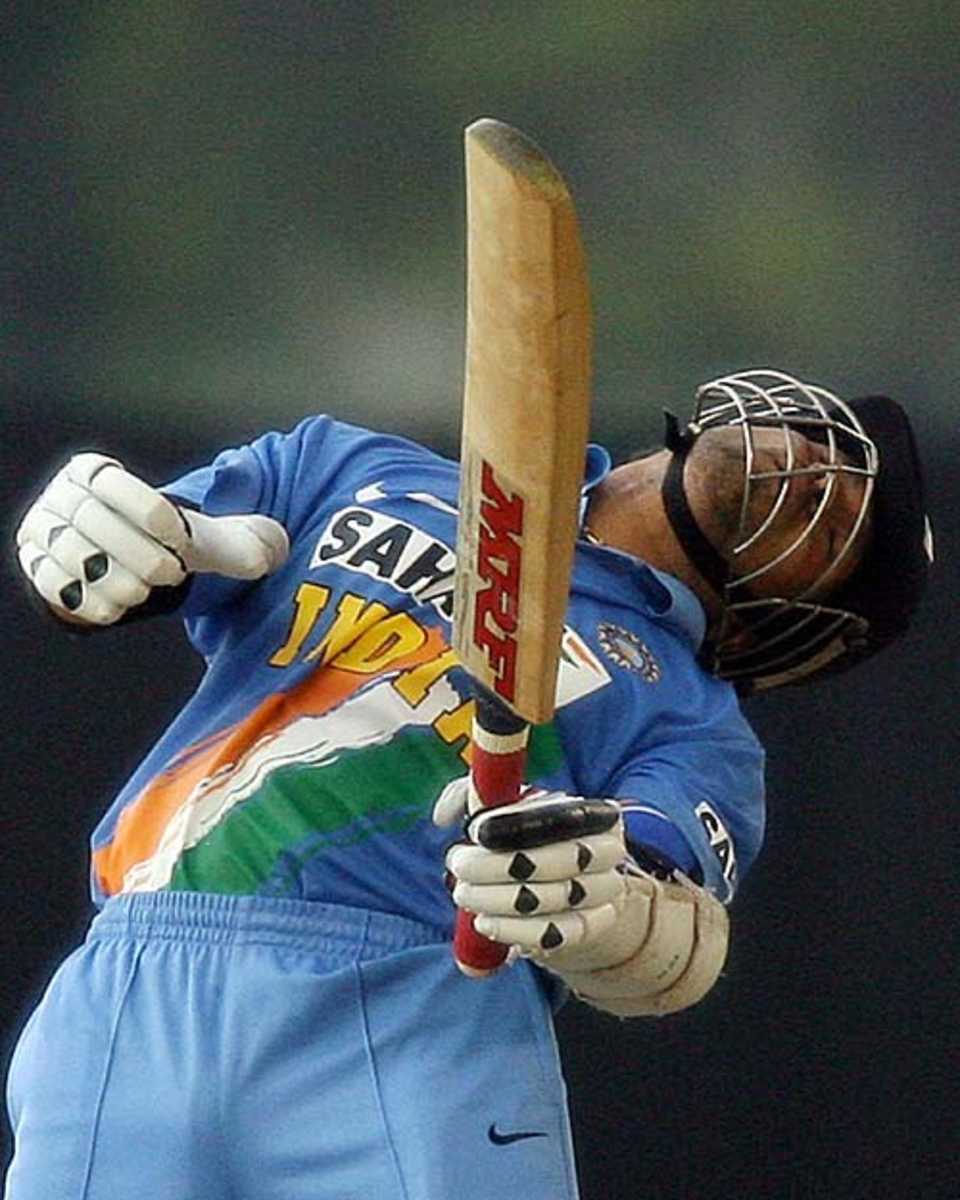 Sachin Tendulkar evades a bouncer, India v West Indies, 2nd match, DLF Cup, Kuala Lumpur, September 14, 2006