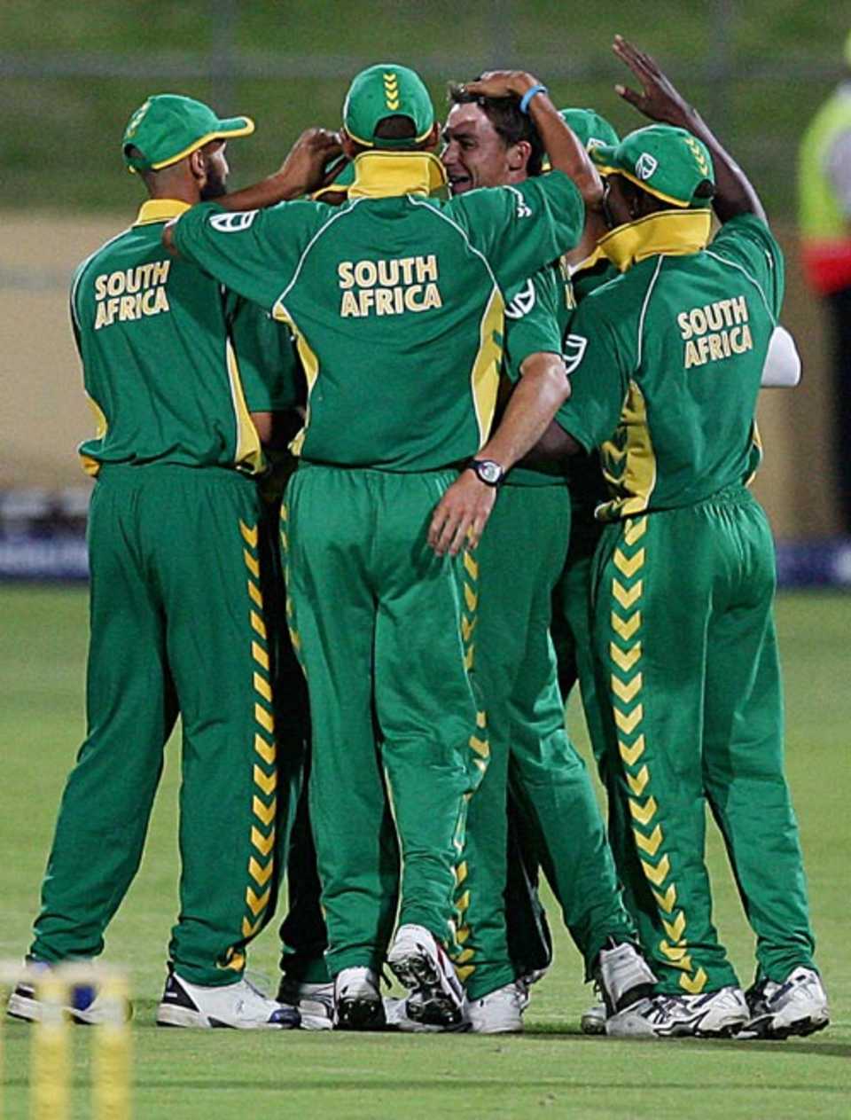 Dale Steyn and friends celebrate the dismissal of Sachin Tendulkar, Rest of South Africa v Indians, Benoni, November 16, 2006