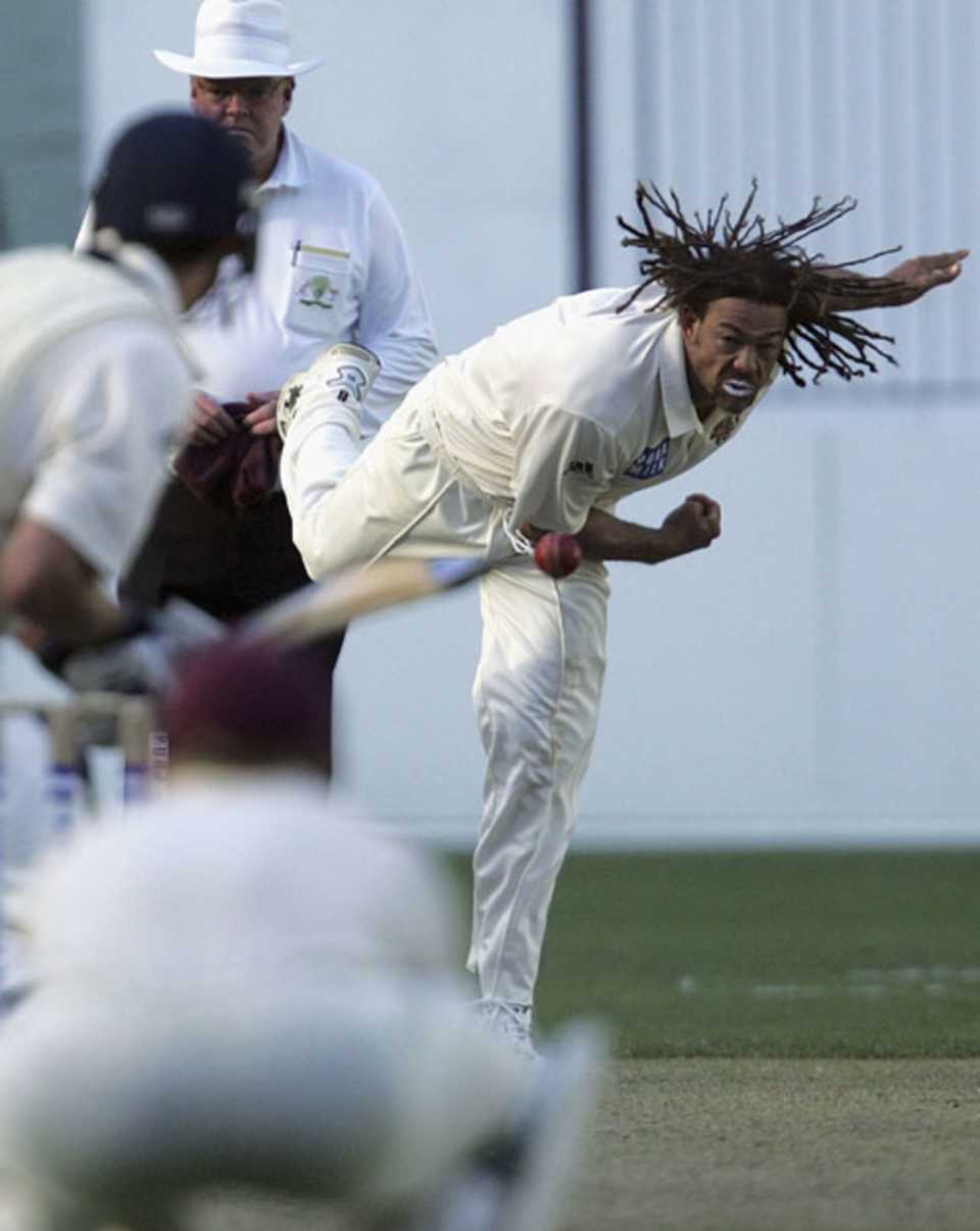 Andrew Symonds turns his arm over towards the end of the day