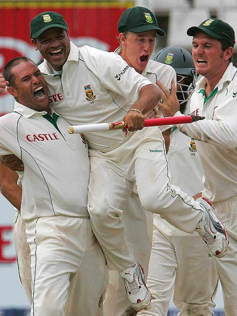 The victorious bunch can't contain their emotions at the end of the game, South Africa v India, 2nd Test, Durban, 5th day, December 30, 2006