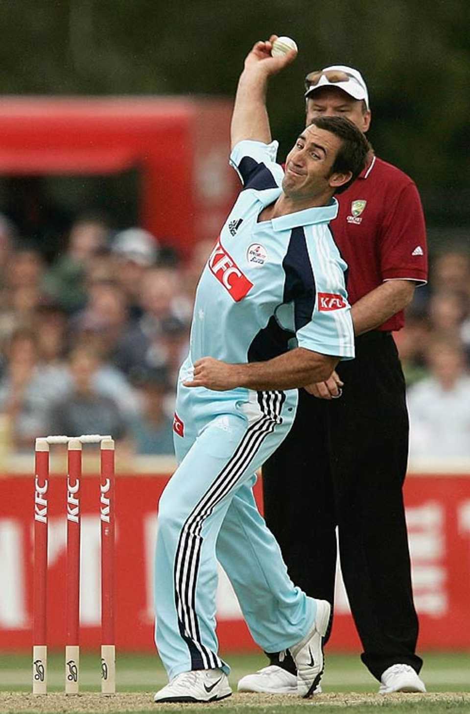 Andrew Johns, the rugby league star, is entrusted to bowl an over late in the innings, New South Wales v South Australia, KFC Twenty20, Newcastle, January 7, 2007
