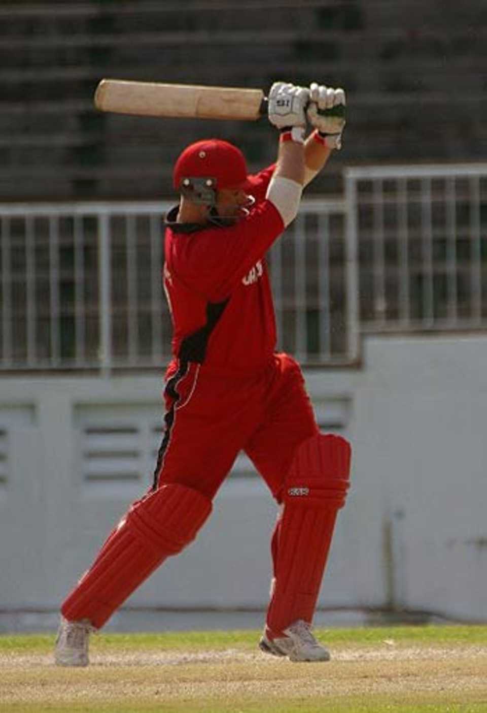 Ian Billcliff drives during his 48, Bermuda v Canada, ICC Tri-Series, 2nd match, Antigua, February 26, 2007