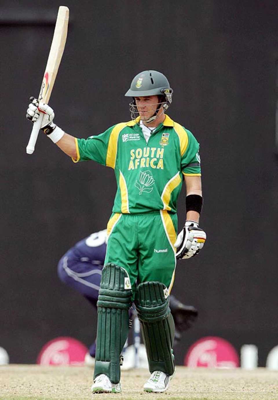 AB de Villiers celebrates his fifty, Scotland v South Africa, Group A, St Kitts, March 20, 2007