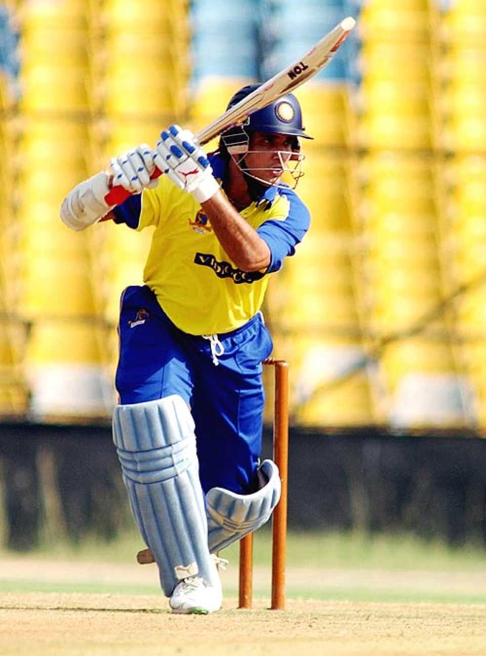Sourav Ganguly drives through the off side