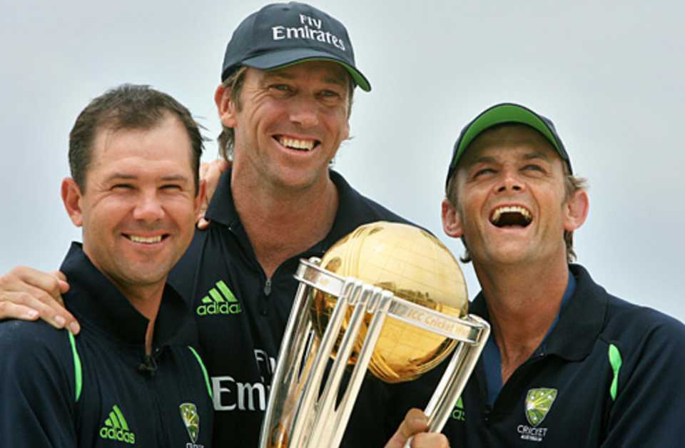 A trio of winners: Ricky Ponting, Glenn McGrath and Adam Gilchrist with the World Cup trophy