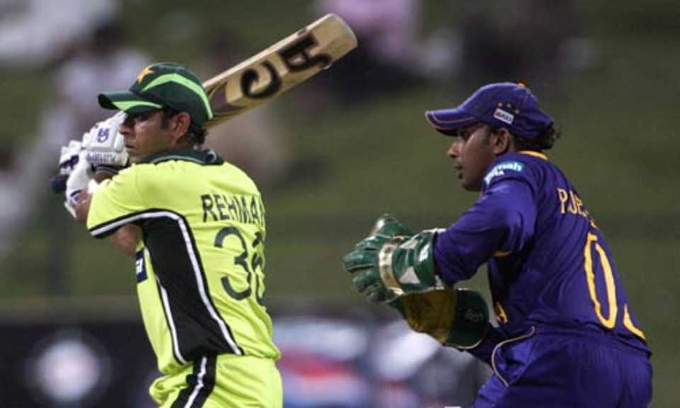 Abdur Rehman plays a cut shot
