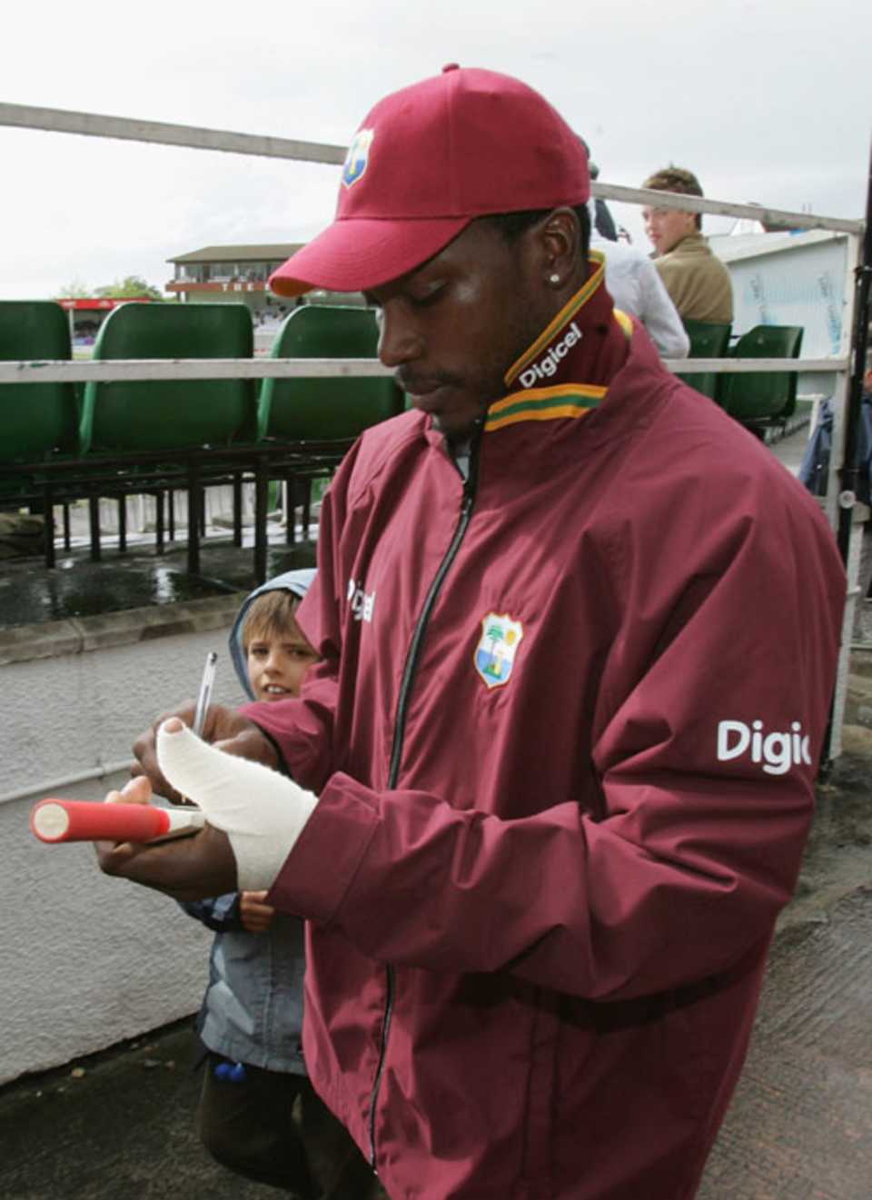 Chris Gayle signs autographs , Somerset v West Indians, Taunton, May 12, 2007