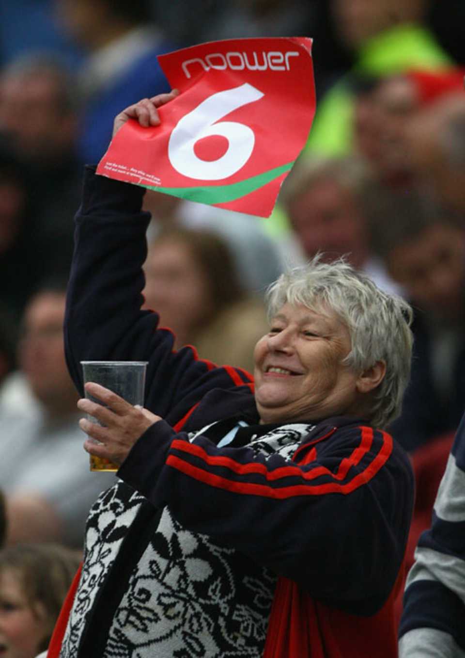 No age barrier ... a fan celebrates a six at The Oval, Sussex v Surrey, Twenty20, The Oval, July 5, 2007