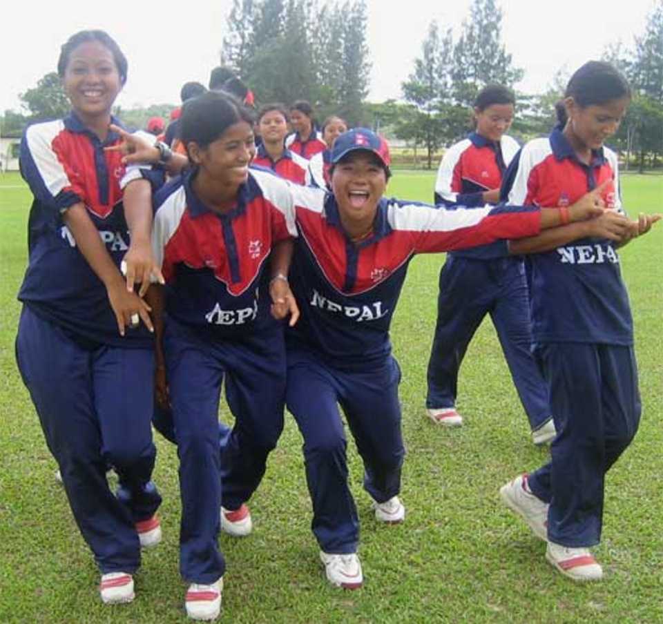 Nepal celebrate getting into the final - but it will be a tough match, China v Nepal, ACC tournament, Johor, July 17, 2007