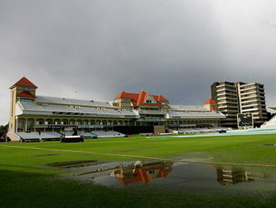 A sodden Trent Bridge where a soggy outfield prevented any play in the Twenty20 Cup quarter-final between Nottinghamshire and Kent, July 17, 2007