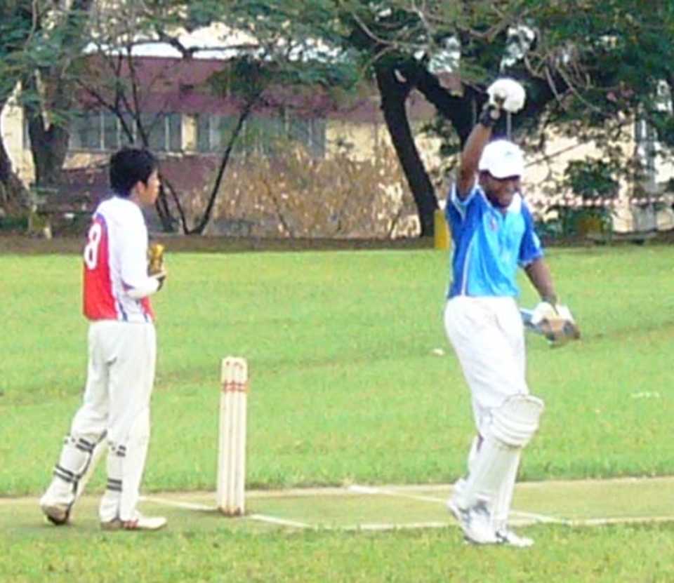 Joe Rika, the Fiji captain, celebrates a milestone on the way to making 257 against Japan in the ICC East-Asia Pacific Under-19 World Cup qualifying tournament at Port Vila, Vanuatu, 20 July, 2007