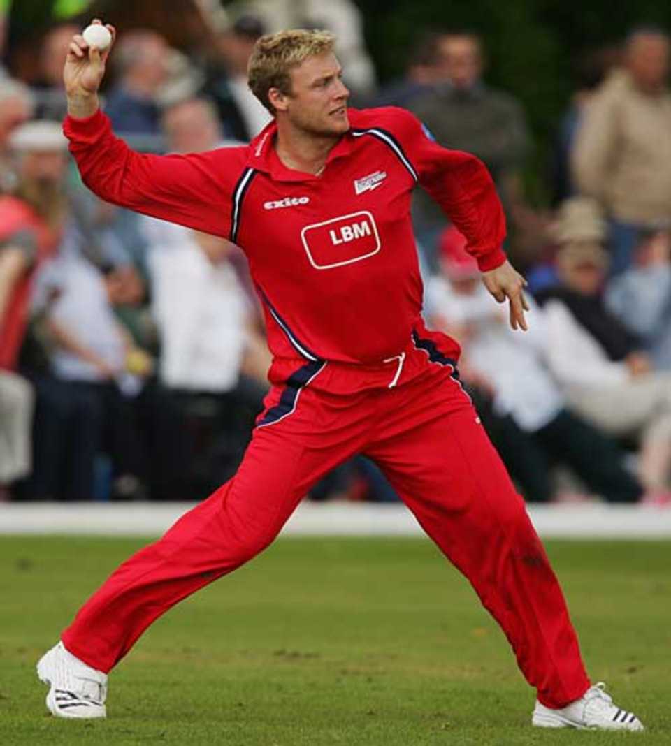 Andrew Flintoff tests himself in the field