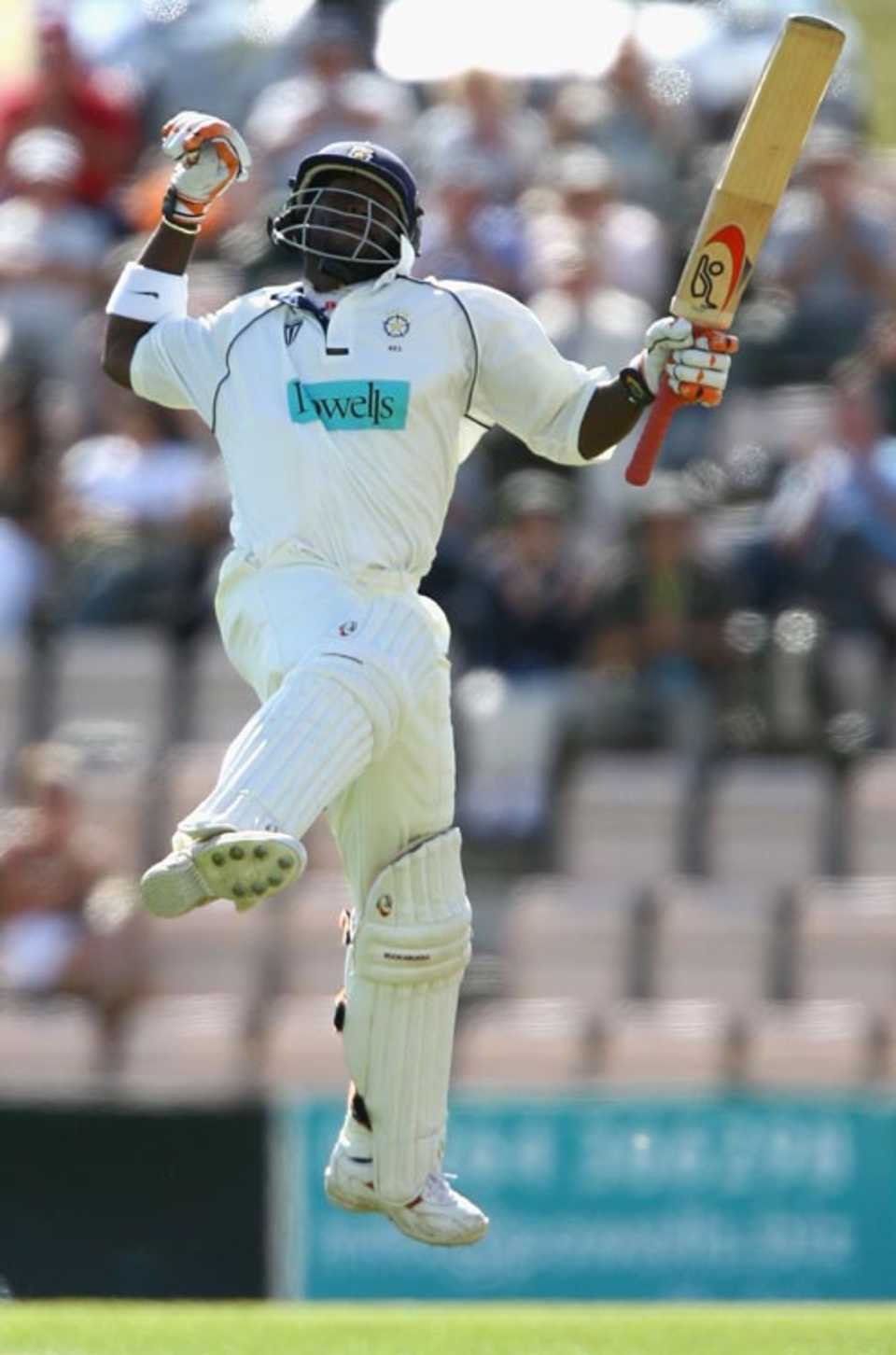 Michael Carberry celebrates his eighth first-class hundred - he made 116