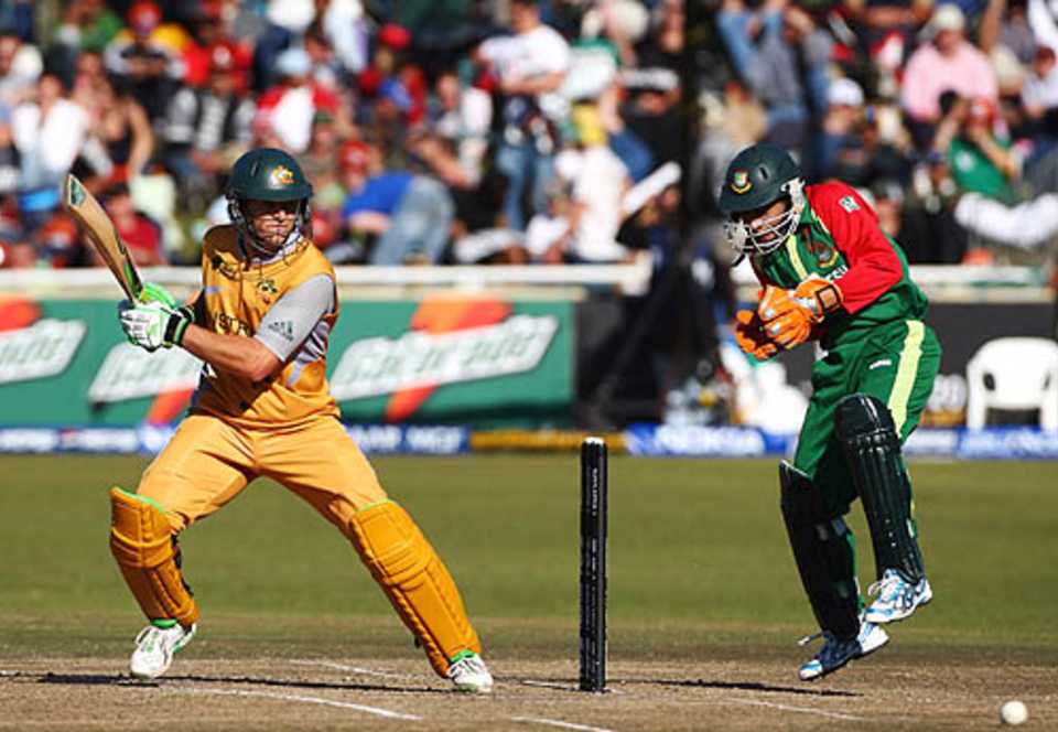 Adam Gilchrist plays a square cut, Australia v Bangladesh, Group F, ICC World Twenty20, Cape Town, September 16, 2007