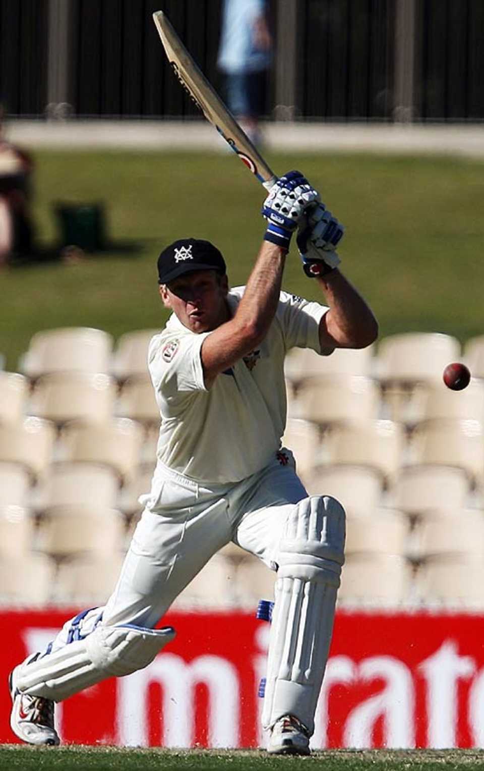 Cameron White drives on his way to 76, South Australia v Victoria, Pura Cup, Adelaide, October 14, 2007