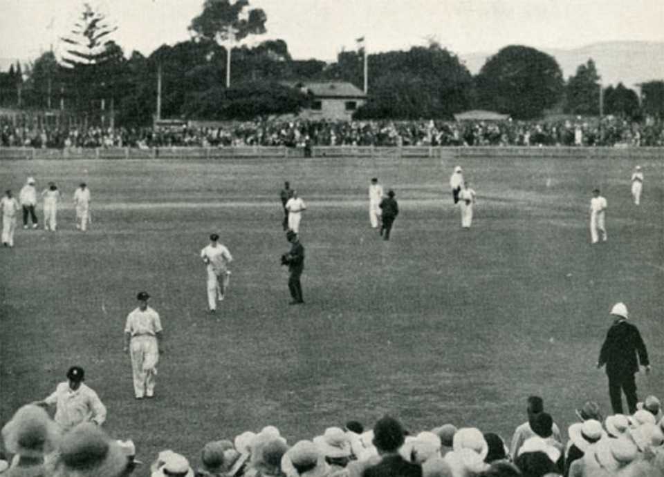 Players leave the field at the end of the Adelaide Test
