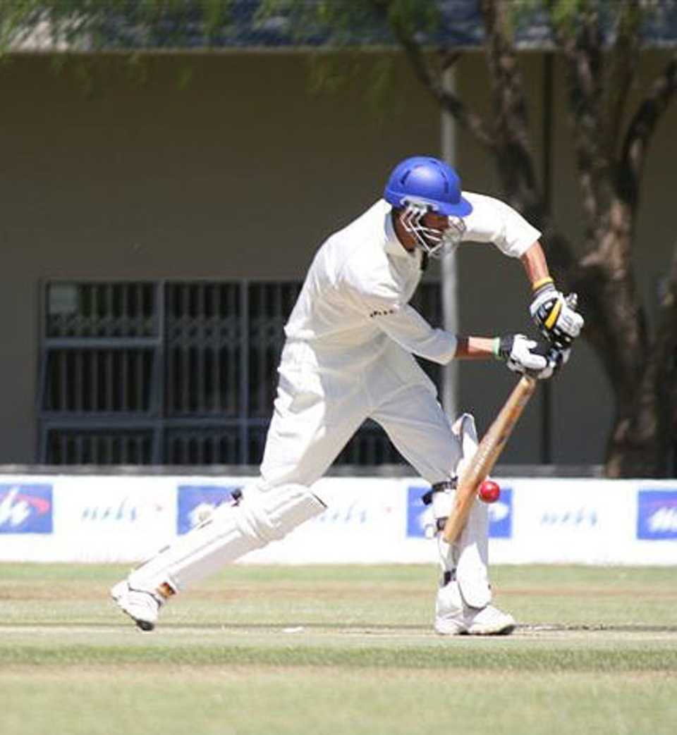 Bjorn Kotze defends during his innings of 163 not out, Namibia v Canada, Windhoek, October 26, 2007