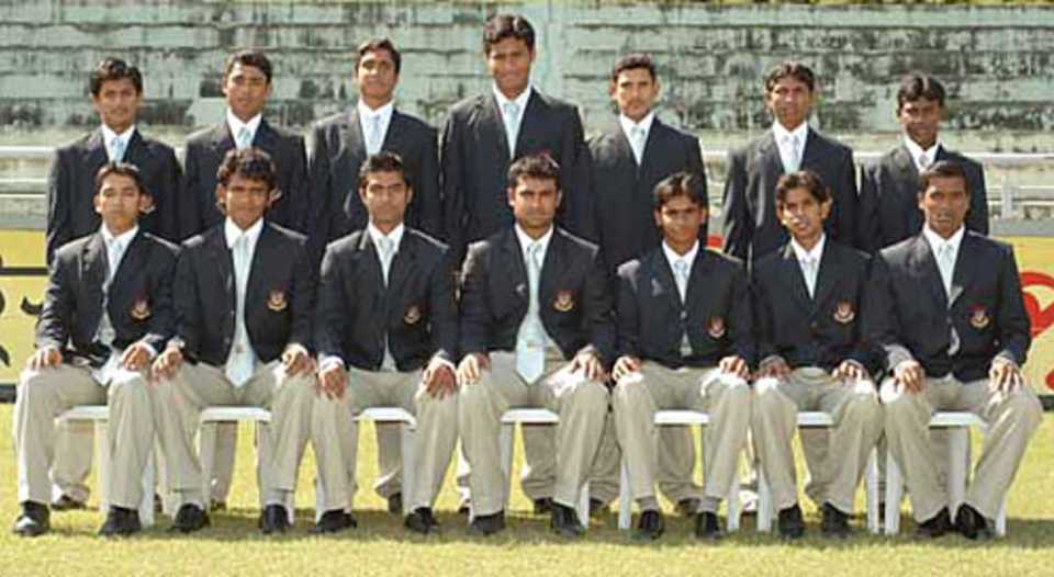 The Bangladesh Under-19 squad poses for photographs before leaving for Pakistan