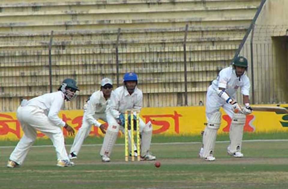 Khulna's Nazmus Sadat turns the ball to the on side during his 61
