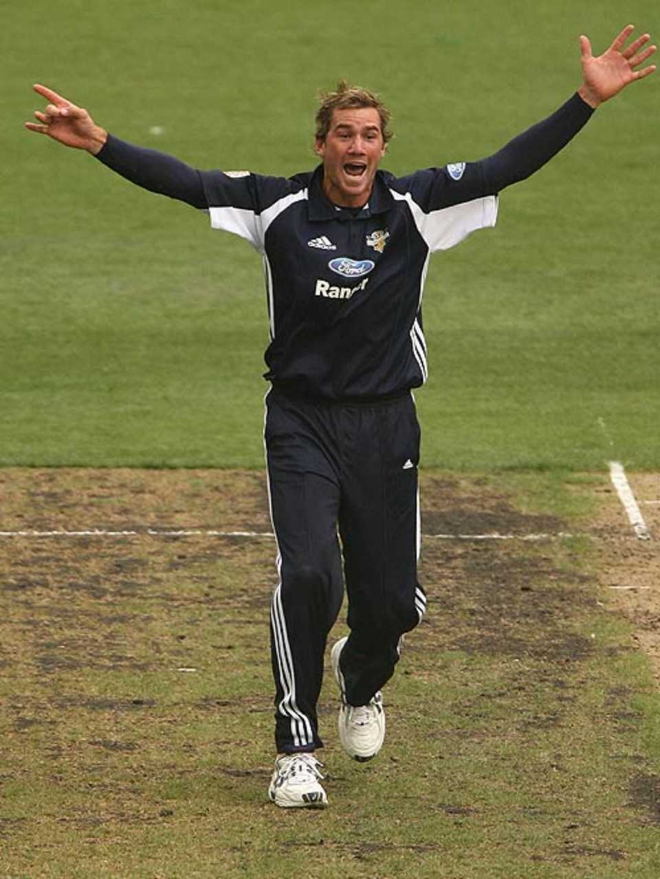 John Hastings celebrates a wicket
