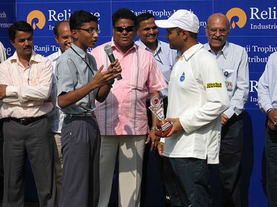 Virender Sehwag at a post-match ceremony