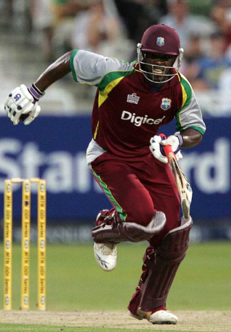 Runako Morton heads for a run, South Africa v West Indies, 2nd ODI, Cape Town, January 25, 2008