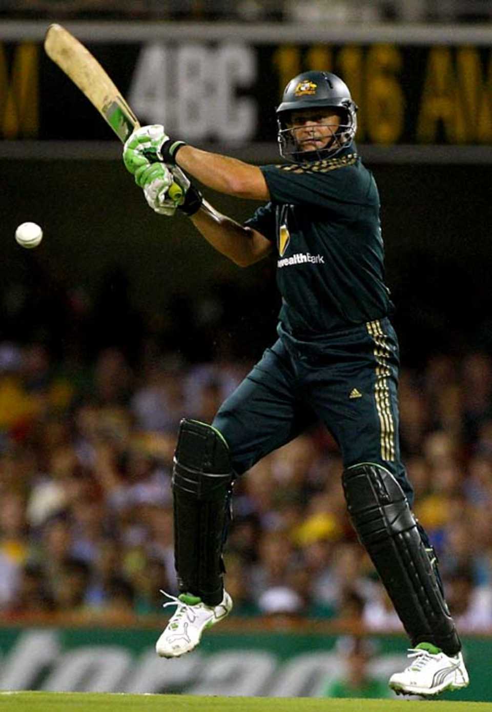 Adam Gilchrist gets room to cut the ball, Australia v India, CB series, 1st ODI, Brisbane, February 3, 2008