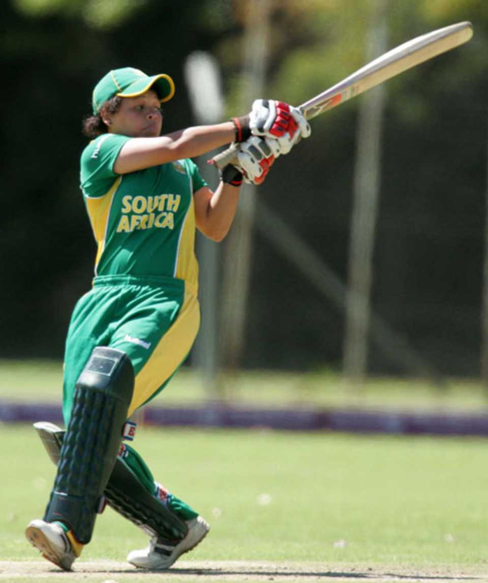 A South African batsman plays the pull shot