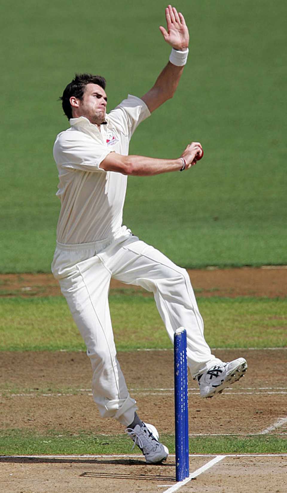 James Anderson bowls for Auckland during the 2008 Test tour, Auckland v Wellington, State Championship, Eden Park, March 7, 2008