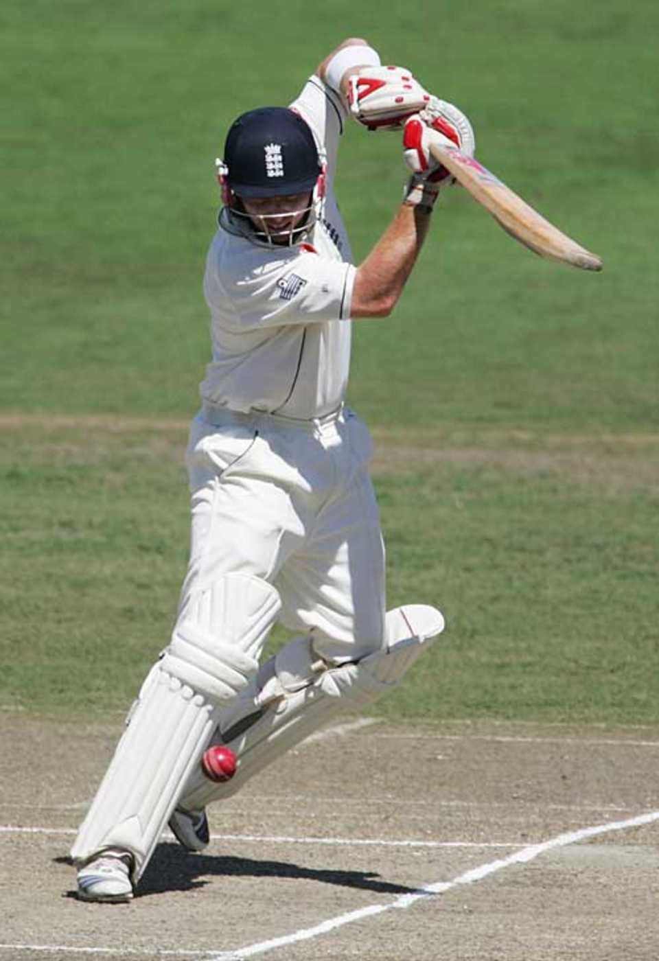 Ian Bell drives off the back foot during his half century but it was too little, too late for England, New Zealand v England, 1st Test, Hamilton, March 9, 2008