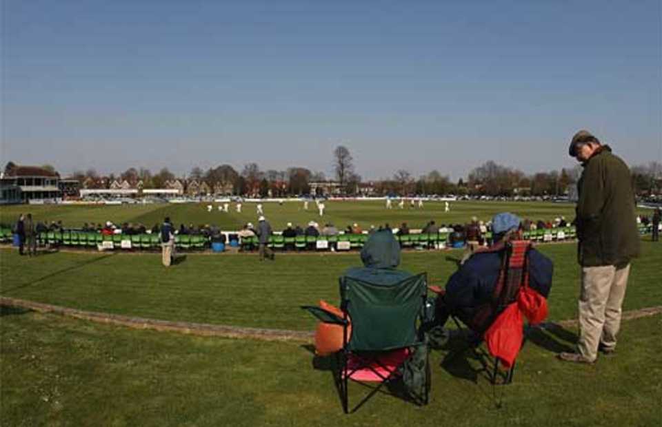 Welcome to summer: A view across the St Lawrence Ground in Canterbury, Kent v Nottinghamshire, County Championship, Canterbury, April 16, 2008