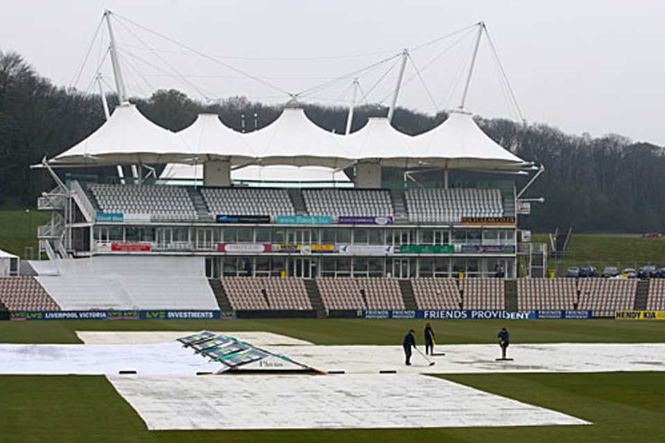 A dismal early season scene at The Rose Bowl, Hampshire v Sussex, Southampton, April 19, 2008