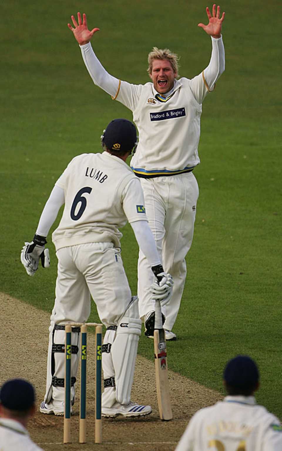 Matthew Hoggard has Michael Lumb trapped in front for his fifth wicket, Yorkshire v Hampshire, County Championship, April 24, 2007