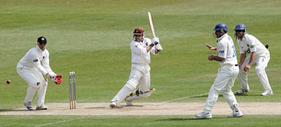 Mark Ramprakash cuts for four on the way to his 99th first-class century, Sussex v Surrey, County Championship, Hove, May 3, 2008