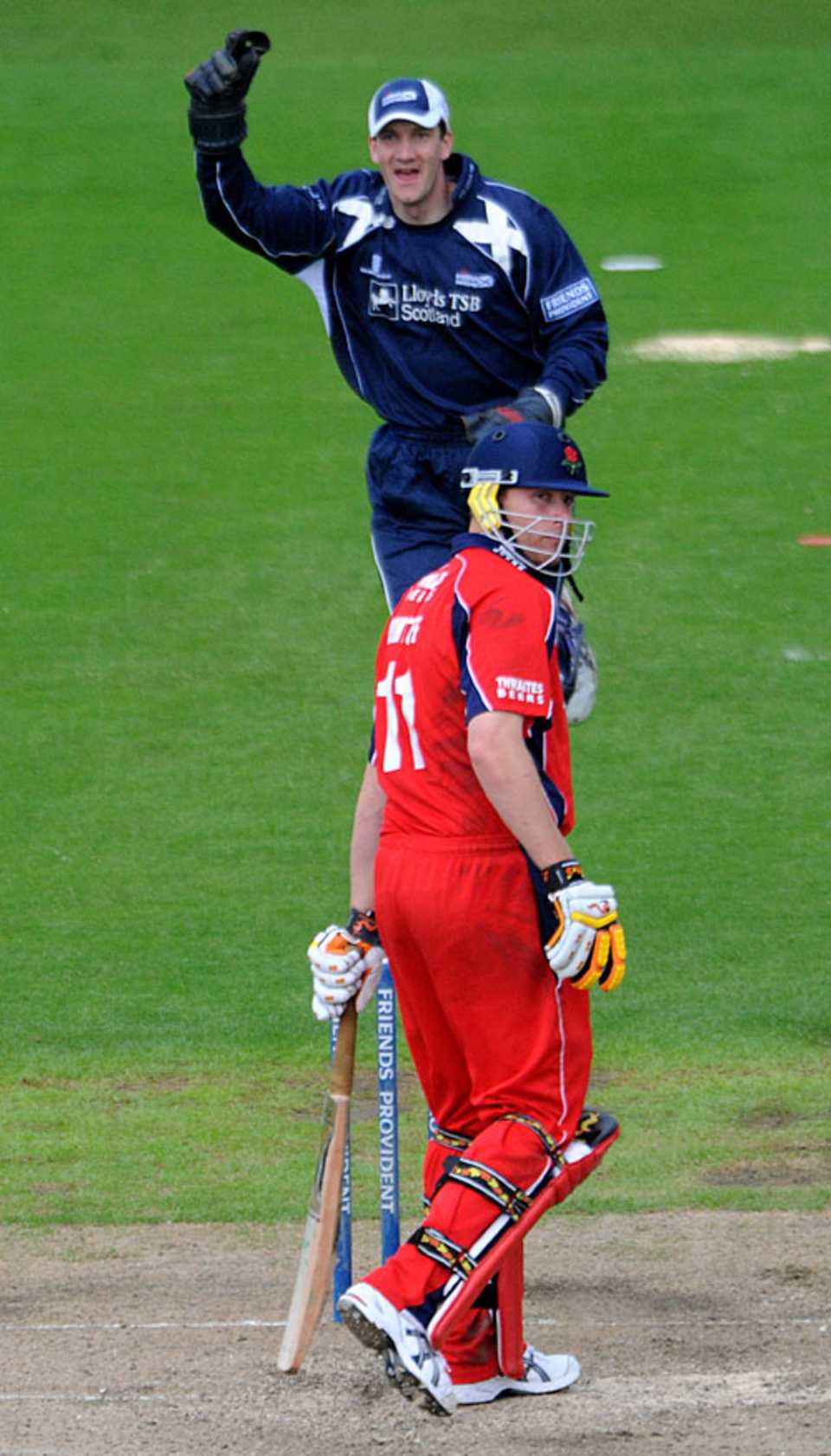 Andrew Flintoff is out LBW to Dewald Nel, Lancashire v Scotland, Friends Provident Trophy, Old Trafford, May 5, 2008