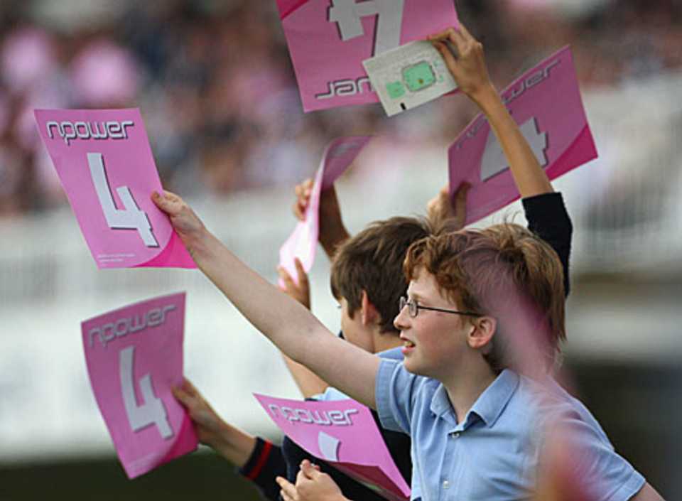 Fans signal four during Middlesex's Twenty20 Cup match against Surrey at Lord's, Middlesex v Surrey, Twenty20 Cup, Lord's, June 16th, 2008